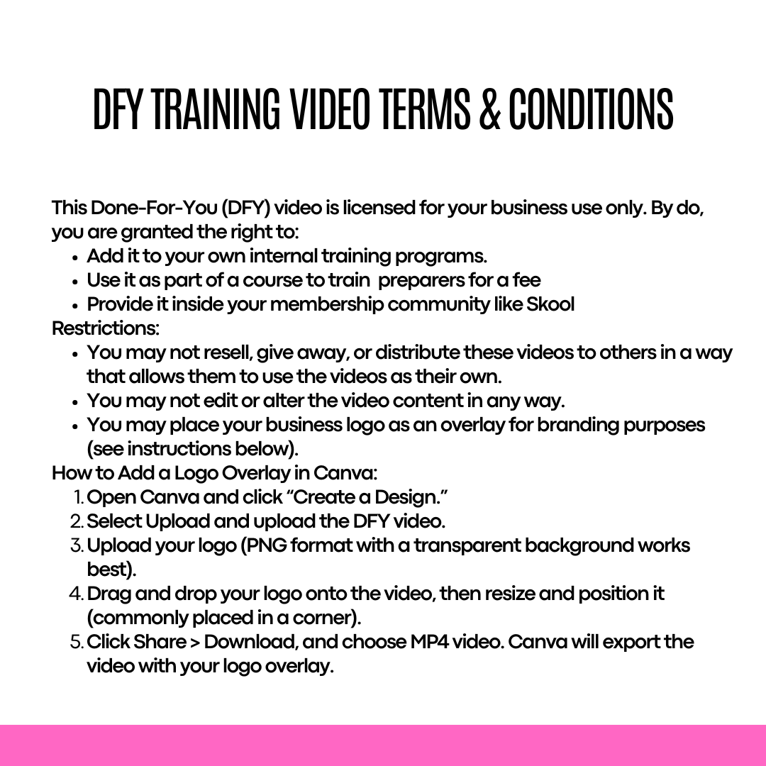 DFY Training Videos Mini-Lesson