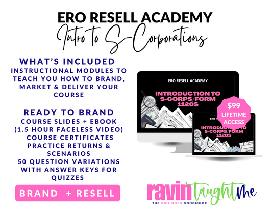 ERO Resell Academy: Intro to SCorporations/1120S