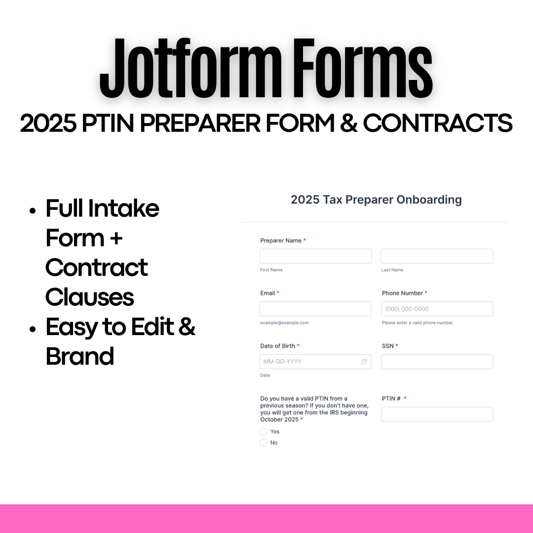Jotform Forms: 2025 Preparer Intake & Contracts