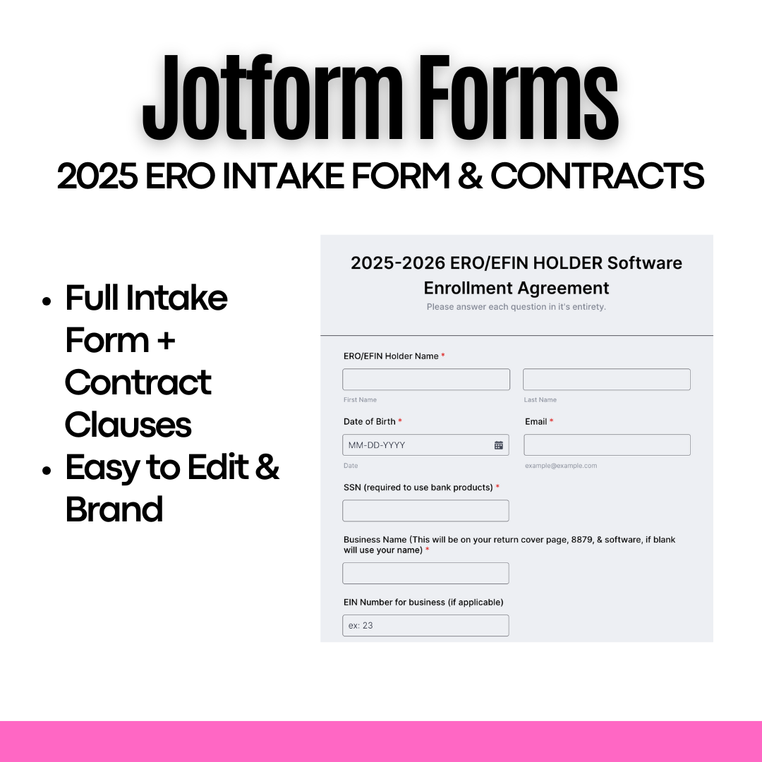 Jotform Forms: 2025 ERO Intake & Contracts